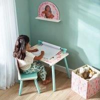 Disney Moana Kids Table and Chair Set - Wooden Activity Table for Toddlers with Lift-Up Tabletop, Chalkboard,and Nylon Storage Space - Ideal Study & Play Desk for Children