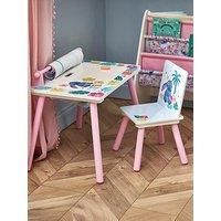 Disney Stitch Kids Table and Chair Set - Wooden Activity Table for Toddlers with Lift-Up Tabletop, Chalkboard, Paper Roll, and Nylon Storage Space - Ideal Study & Play Desk for Children