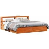 Berkfield Home Bed Frame with Headboard Wax Brown 180x200 cm Super King Solid Wood Pine