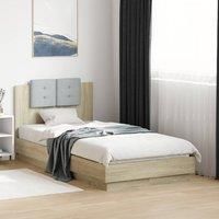 Berkfield Home Bed Frame with LED without Mattress Sonoma Oak 75x190 cm Small Single in Brown