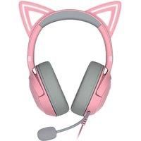 Razer Kraken Kitty V2 - Wired RGB Headset with Kitty Ears (Stream Reactive Lighting, HyperClear Cardioid Mic, TriForce 40 mm Drivers, 7.1 Surround Sound) Quartz Pink