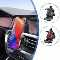 Universal car phone holder for racing seats, vent clip mounting bracket, and hollowed out design for