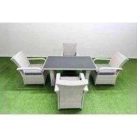 5 Pcs Pe Rattan Dining Table And Chair Set Rectangular Table