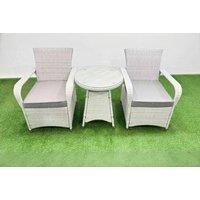 3 Pcs Pe Rattan Dining Table And Chair Set Round Dining Table