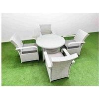5 Pcs Pe Rattan Dining Table And Chair Set Round Dining Table