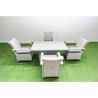 5 Pcs Pe Rattan Dining Table Chair Set Adjustable Lifting Table