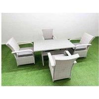 5 Pcs Pe Rattan Dining Table And Chair Set Oblong Dining Table