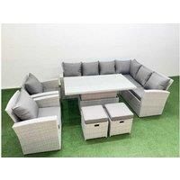 10-Seat Rattan Corner Sofa Set W/ Stool, Footstool Or Armchair