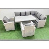 8-Seat Rattan Corner Sofa Set W/ Arm Chairs Or Footstools.