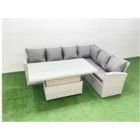 6-Seat High Back Rattan Corner Sofa Set With Adjustable Table