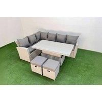 8-Seat Weather-Resistant Rattan Corner Sofa Set With Armchair & Stools