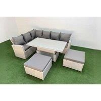 8-Seat Weather-Resistant Rattan Corner Sofa Set With Reclining Armchair & Stools