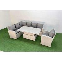 Light Grey 7-Seat Rattan Corner Sofa Set With Reclining Armchair