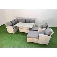 10-Seat Rattan Corner Sofa Set W/ Armchair Light Grey
