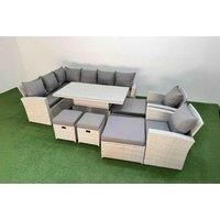 12-Seat Rattan Corner Sofa Set W/ Armchair Light Grey