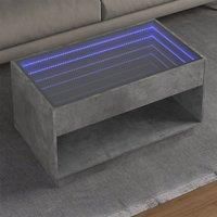 Berkfield Home Coffee Table with Infinity LED Concrete Grey 90x50x50 cm | Size: 90 x 50 x 50 cm