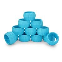 Ajuny Handcrafted Raffia Rattan Sky Napkin Ring Round Blue 1.5" 6