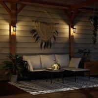 Berkfield Home Solar Outdoor Wall Lanterns 2 pcs White in Black