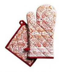 Maison d' Hermine Oven Mitt and Pot (19cm x 33cm) (20cm x 20cm) 100%