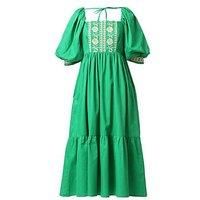 Emily Lovelock Jamie Embroidered Detail Tiered Midi Dress