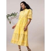 Emily Lovelock Sabrina Lace Detail Long Sleeve Maxi Dress