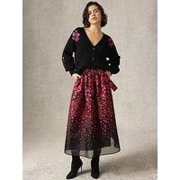 Emily Lovelock Metallic Floral Full Skirt