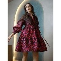Emily Lovelock Metallic Floral Dress