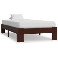 Bed Frame Dark Brown Solid Pine Wood 90x200 cm