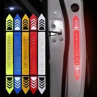 4pcs 2024 Car Safety Warning Reflective Stickers High Brightness Reflector Car Door Opening Safety Warn Mark Sticker Decals