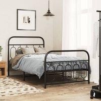 Berkfield Home Metal Bed Frame without Mattress with Footboard Black 107x203cm | Size: 107x203 cm