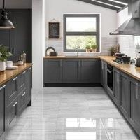 Wickes Olympia Light Grey Polished Stone Porcelain Wall & Floor Tile 600 x 300mm