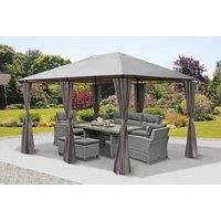 3M X 4M Large Gazebo With Side Curtains - Grey!