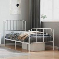 Metal Bed Frame with Headboard and Footboard White 90x200 cm