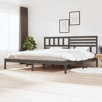 Bed Frame Grey Solid Wood Pine 200x200 cm
