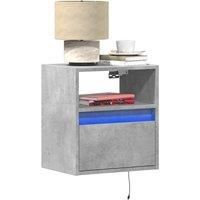 Berkfield Home Wall-mounted Bedside Cabinets with LED Lights 2 pcs Concrete Grey