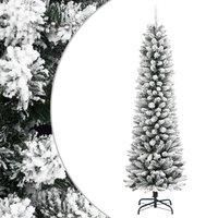 Berkfield Home Artificial Slim Christmas Tree with Flocked Snow 210 cm PVC&PE in White