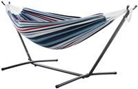 Vivere Double Cotton Hammock with Space-Saving Steel Stand, Denim