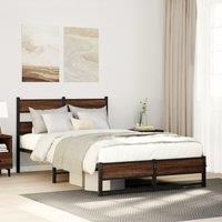 Berkfield Home Metal Bed Frame without Mattress Brown Oak 120x200 cm | Size: Small Double