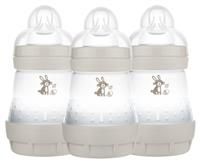 MAM Easy Start Self Sterilising Anti-Colic Baby Bottle 3 Pack, 160 ml with Slow Flow MAM Teats, Newborn Essentials, White (Designs May Vary)