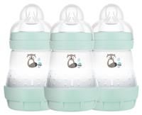 MAM Easy Start Self Sterilising Anti-Colic Baby Bottle 3 Pack, 160 ml with Slow Flow MAM Teats, Newborn Essentials, Blue (Designs May Vary)