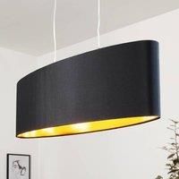 EGLO Maserlo Textile Pendant Lamp, Oval Hanging Light with Matt Nickel and Gold Steel and Black Fabric, E27 Socket, L: 78 cm/30.7 inches