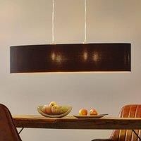 EGLO Maserlo 2-Flame Textile Pendant Lamp, Black and Gold Fabric, Matt Nickel Steel Oval Hanging Light, E27 Socket, L: 100 cm/39.3 inches