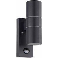 EGLO Riga5 Led Outdoor Wall Light, 2-Flame Outdoor Lamp incl. Motion Sensor, Sensor Wall Lamp Made of Galvanised Steel and Glass, Colour: Anthracite, Ip44