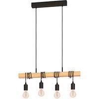 EGLO Townshend 95499 Wooden 6-Bulb Hanging Pendant Light E27, Steel and wood, Black, 110cm x 70cm x 10,5cm