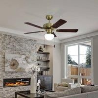 Eglo Cadiz Ceiling Fan with Light - Aged Brass & Wood
