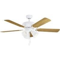 EGLO Las Palmas ceiling fan, 3 x E27, pull cord switch, white