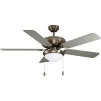 Eglo Ceiling Fan Ballina, 5 Blade Fan with Light, Pull Chain, Laminated Wood in Silver or Oak Reversible Blades, Steel Housing in Nickel-Matt, Summer Winter Operation, AC Motor, Ø 132cm (52")