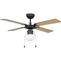 Eglo Fortaleza Ceiling Fan with Light Black/Wood