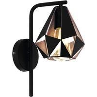 EGLO Carlton 4 Wall lamp, 1 Bulb, Vintage Wall Light. Material: Steel. Colour: Black, Antique Copper: Fitting: E27
