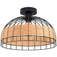 Eglo Anwick Black and Rattan Ceiling Light